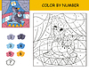 Vector clipart: Kids coloring by number circus seal