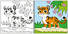 Coloring for kids cute tiger cub in forest