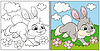 Vector clipart: Coloring for kids cute running bunny