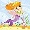 Vector clipart: Cute mermaid fairy under sea