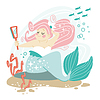 Cute cartoon body-positive mermaid female