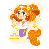 Vector clipart: Cute cartoon mermaid with scales