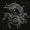 Vector clipart: Magic horse portrait white on black