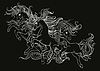 Vector clipart: Coloring three unicorns white on black