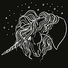 Vector clipart: Coloring head of magic unicorn white