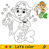 Kids coloring naughty boy mermaid