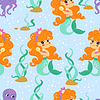 Seamless pattern with mermaids and octopus