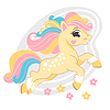 Cute cartoon character yellow unicorn with flowers