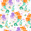Seamless pattern with mermaid and octopus