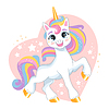 Cute cartoon character lovely unicorn with heart