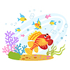 Vector clipart: Cute cartoon tropical fantasy fishes
