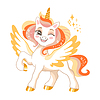 Cute cartoon character happy unicorn 