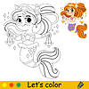 Vector clipart: Kids coloring mermaid with scales