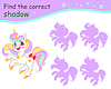 Vector clipart: Find correct shadow happy funny unicorn