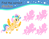 Find correct shadow yellow happy unicorn