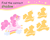 Vector clipart: Find correct shadow pink funny unicorn