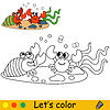 Vector clipart: Kids coloring two funny crabs