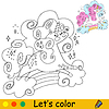 Cartoon unicorn kids coloring book page 