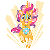 Vector clipart: Cute cartoon character happy orange unicorn