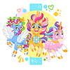 Vector clipart: Cute cartoon characters three cool unicorns