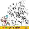 Vector clipart: Cartoon doodle unicorn with an ice-cream kids