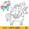 Vector clipart: Cartoon doodle unicorn kids coloring book page