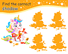 Vector clipart: Find correct shadow unicorn with gift orange shadows