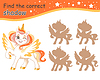 Vector clipart: Find correct shadow magic white unicorn brown