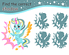 Vector clipart: Find correct shadow unicorn with wings turquoise