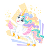 Cute cartoon character brave unicorn