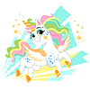 Cute cartoon character bright unicorn