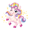 Vector clipart: Cute cartoon happy character purple unicorn