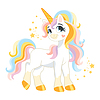 Vector clipart: Cute cartoon character white unicorn