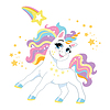 Vector clipart: Cute cartoon character white unicorn and comet