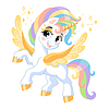 Vector clipart: Cute cartoon character golden wingled unicorn