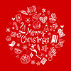 Square red card with white Christmas elements