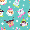 Seamless pattern with Christmas elements in doodle