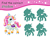 Find correct shadow funny coquettish unicorn