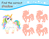 Vector clipart: Find correct shadow funny long mane unicorn