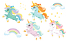 Vector clipart: Collection of cute running unicorn