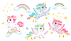 Collection of cute flying unicorn