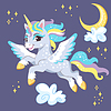 Vector clipart: Cute night unicorn with wings