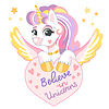 Vector clipart: Cartoon unicorn holding heart
