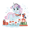 Vector clipart: Cute cartoon Christmas unicorn