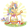 Vector clipart: Cute cartoon Easter unicorn