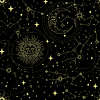Zodiac constellation black seamless pattern