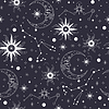 Vector clipart: Star constellation and sun seamless pattern