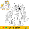 Vector clipart: Lets color dreaming unicorn kids coloring