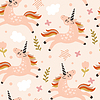 Abstract seamless pattern with magic unicorns
