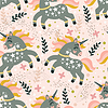 Abstract seamless pattern with cutes unicorns